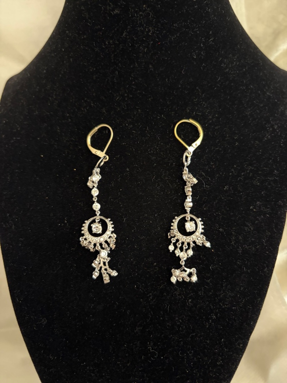 Vintage silver Elegant Silver-Tone Dainty long chandelier Earrings